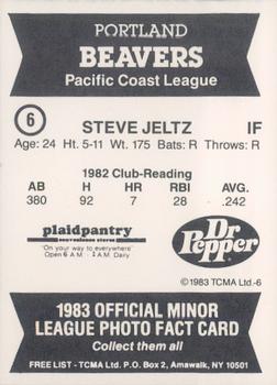 1983 TCMA Portland Beavers #6 Steve Jeltz Back