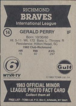 1983 TCMA Richmond Braves #14 Gerald Perry Back