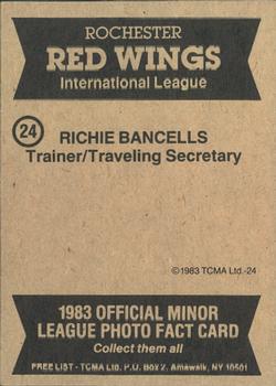 1983 TCMA Rochester Red Wings #24 Richie Bancells Back