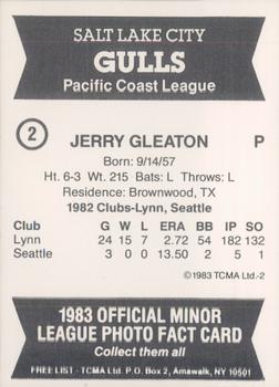 1983 TCMA Salt Lake City Gulls #2 Jerry Gleaton Back
