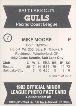 1983 TCMA Salt Lake City Gulls #7 Mike Moore Back