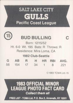 1983 TCMA Salt Lake City Gulls #15 Bud Bulling Back