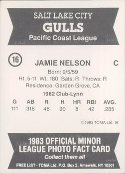 1983 TCMA Salt Lake City Gulls #16 Jamie Nelson Back