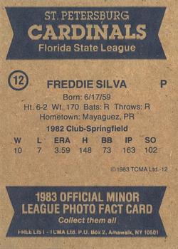 1983 TCMA St. Petersburg Cardinals #12 Freddie Silva Back
