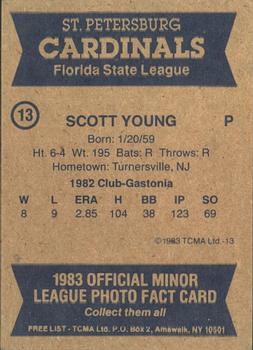 1983 TCMA St. Petersburg Cardinals #13 Scott Young Back