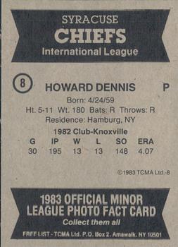 1983 TCMA Syracuse Chiefs #8 Dennis Howard Back