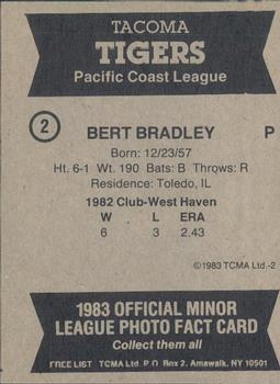 1983 TCMA Tacoma Tigers #2 Bert Bradley Back