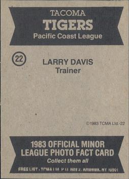 1983 TCMA Tacoma Tigers #22 Larry Davis Back
