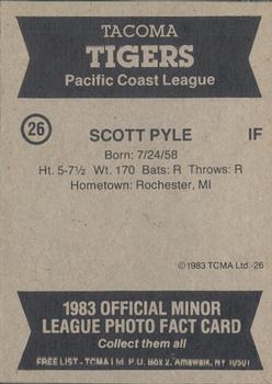 1983 TCMA Tacoma Tigers #26 Scott Pyle Back