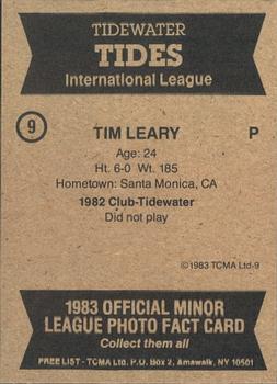 1983 TCMA Tidewater Tides #9 Tim Leary Back