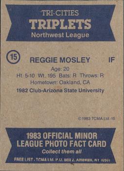 1983 TCMA Tri-Cities Triplets #15 Reggie Mosley Back