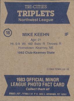 1983 TCMA Tri-Cities Triplets #18 Mike Keehn Back