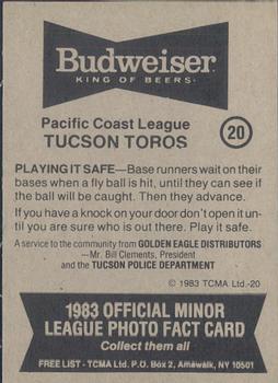 1983 TCMA Tucson Toros #20 Larry Ray Back
