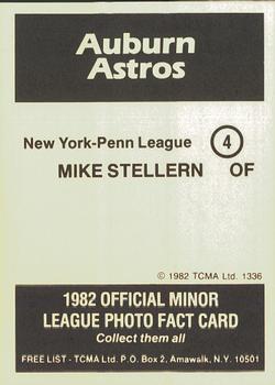 1982 TCMA Auburn Astros #4 Mike Stellern Back
