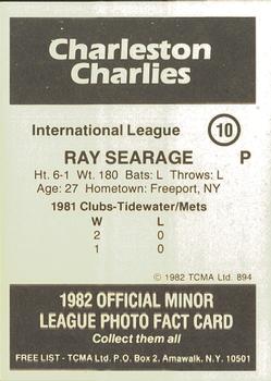 1982 TCMA Charleston Charlies #10 Ray Searage Back