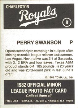1982 TCMA Charleston Royals #8 Perry Swanson Back