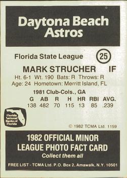 1982 TCMA Daytona Beach Astros #25 Mark Strucher Back