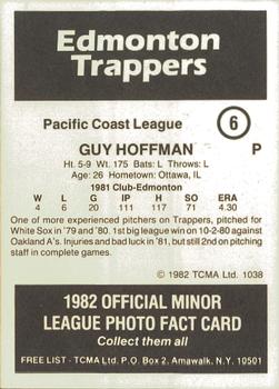 1982 TCMA Edmonton Trappers #6 Guy Hoffman Back