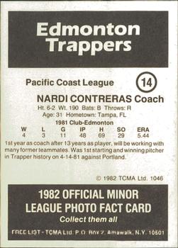 1982 TCMA Edmonton Trappers #14 Nardi Contreras Back