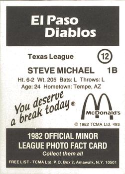 1982 TCMA El Paso Diablos #12 Steve Michael Back
