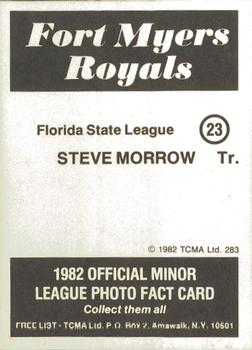 1982 TCMA Fort Myers Royals #23 Steve Morrow Back
