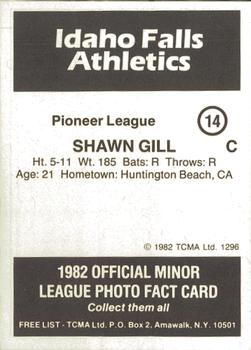 1982 TCMA Idaho Falls Athletics #14 Shawn Gill Back