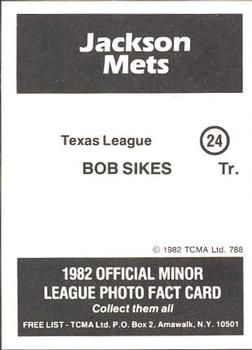 1982 TCMA Jackson Mets #24 Bob Sikes Back