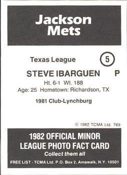 1982 TCMA Jackson Mets #5 Steve Ibarguen Back