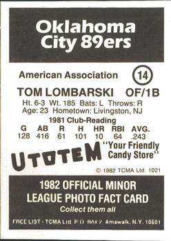 1982 TCMA Oklahoma City 89ers #14 Tom Lombarski Back