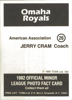 1982 TCMA Omaha Royals #26 Jerry Cram Back