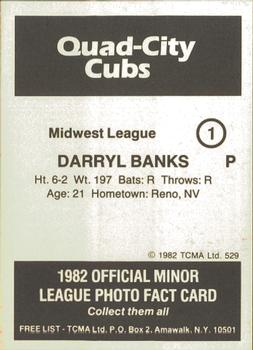 1982 TCMA Quad City Cubs #1 Darryl Banks Back