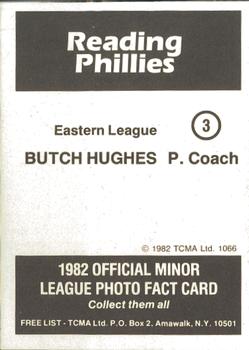 1982 TCMA Reading Phillies #3 Butch Hughes Back