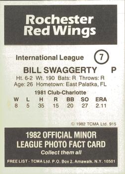 1982 TCMA Rochester Red Wings #7 Bill Swaggerty Back