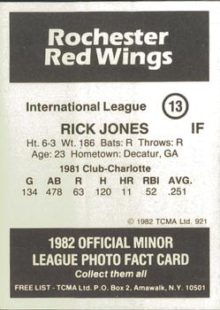 1982 TCMA Rochester Red Wings #13 Rick Jones Back