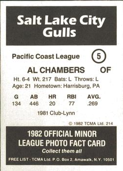 1982 TCMA Salt Lake City Gulls #5 Al Chambers Back