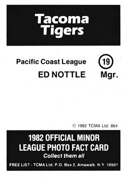 1982 TCMA Tacoma Tigers #19 Ed Nottle Back