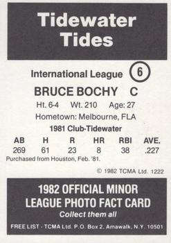1982 TCMA Tidewater Tides #6 Bruce Bochy Back