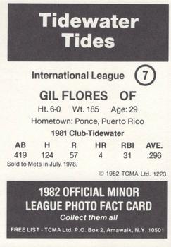 1982 TCMA Tidewater Tides #7 Gil Flores Back