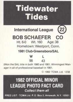 1982 TCMA Tidewater Tides #22 Bob Schaefer Back