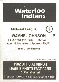 1982 TCMA Waterloo Indians #5 Wayne Johnson Back