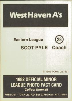 1982 TCMA West Haven A's #28 Scot Pyle Back