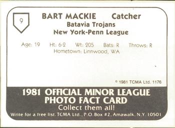 1981 TCMA Batavia Trojans #9 Bart Mackie Back
