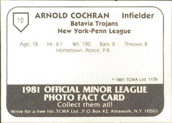 1981 TCMA Batavia Trojans #12 Arnold Cochran Back