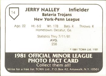 1981 TCMA Batavia Trojans #14 Jerry Nalley Back
