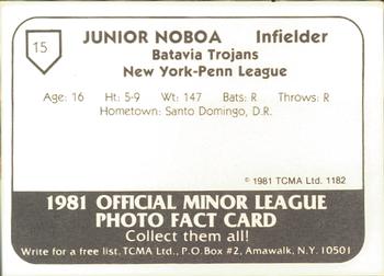 1981 TCMA Batavia Trojans #15 Junior Noboa Back