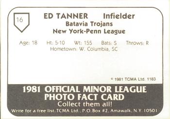 1981 TCMA Batavia Trojans #16 Ed Tanner Back
