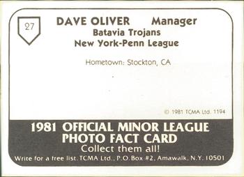 1981 TCMA Batavia Trojans #27 Dave Oliver Back
