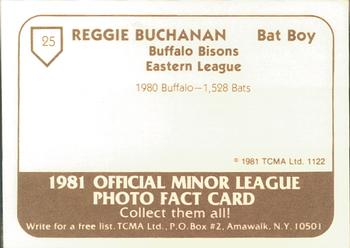 1981 TCMA Buffalo Bisons #25 Reggie Buchanan Back