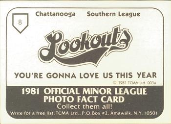 1981 TCMA Chattanooga Lookouts #8 Steve Roche Back
