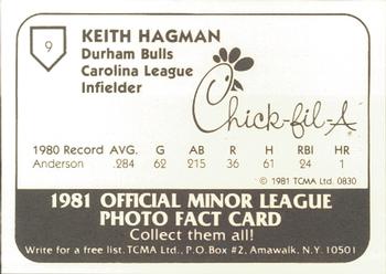 1981 TCMA Durham Bulls #9 Keith Hagman Back
